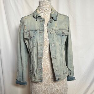 Aeropostale Distressed Faded Blue Jean Jacket